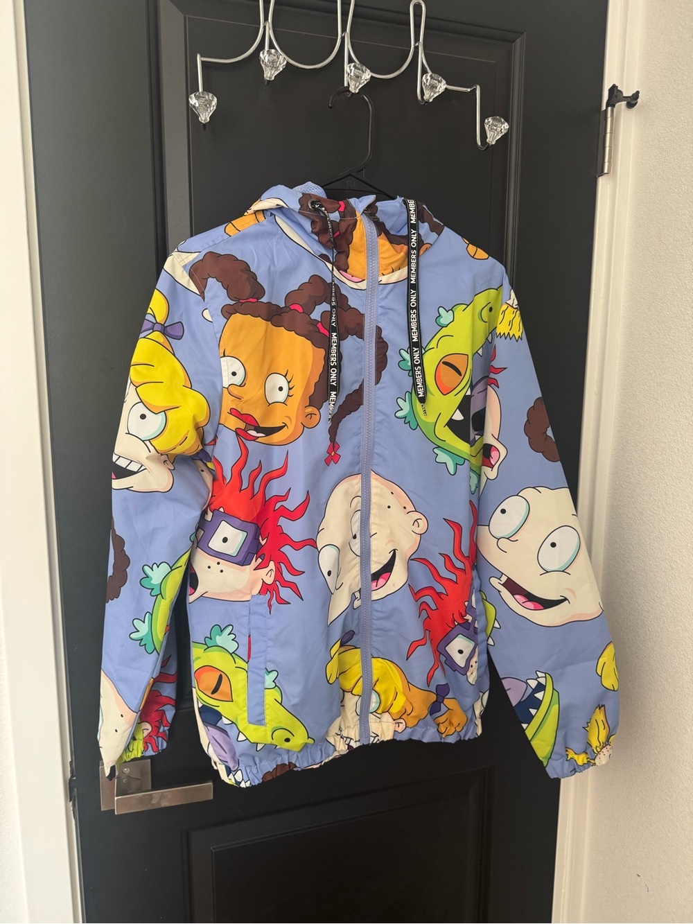 Nickelodeon Light Blue Cartoon Characters Bomber Jacket, Members Only
